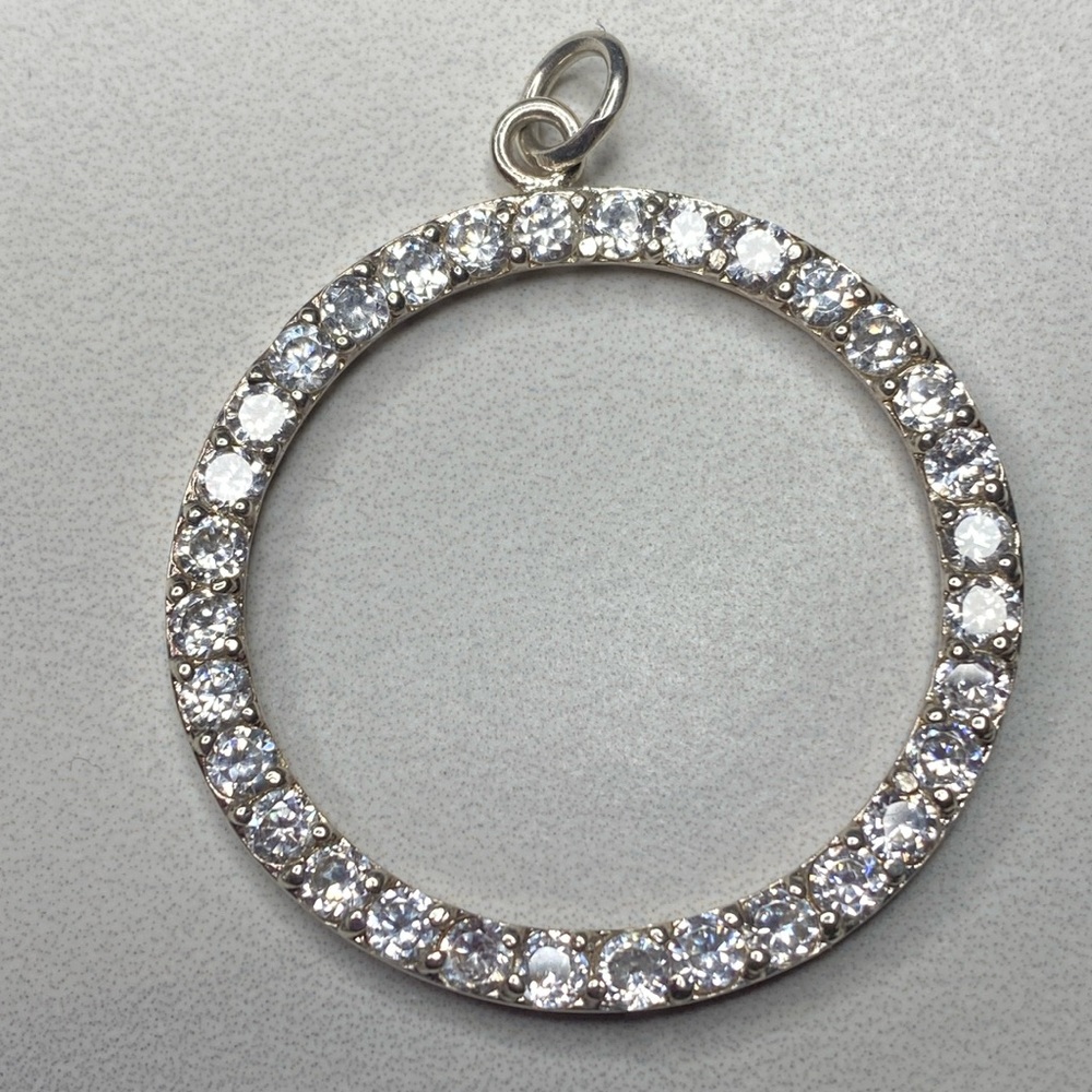Full circle mossanite‎ sterling silver pendant extra large 925